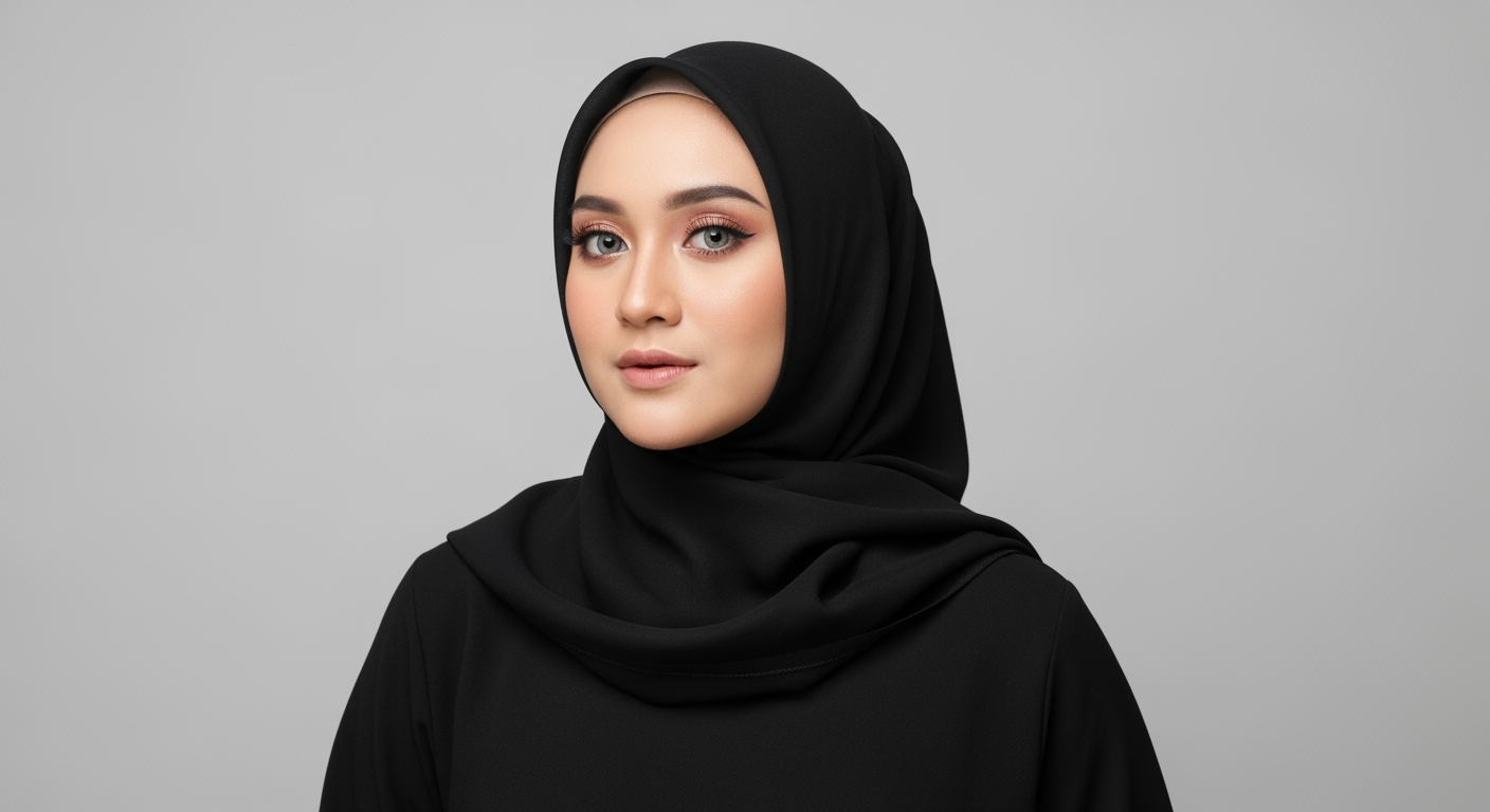 Gambar kreasi AI: Buatlah Seorang wanita cantik sangat realistis, wanita Hijab Hitam Indonesia yang cantik, tersenyum bahagia dengan penuh gaya, pose dinamis, sangat berwarna, dalam bingkai persegi berisi bunga warna warni kecil, latar belakang putih, detail, bersih, HD, fotografi, ultra hd, close up...