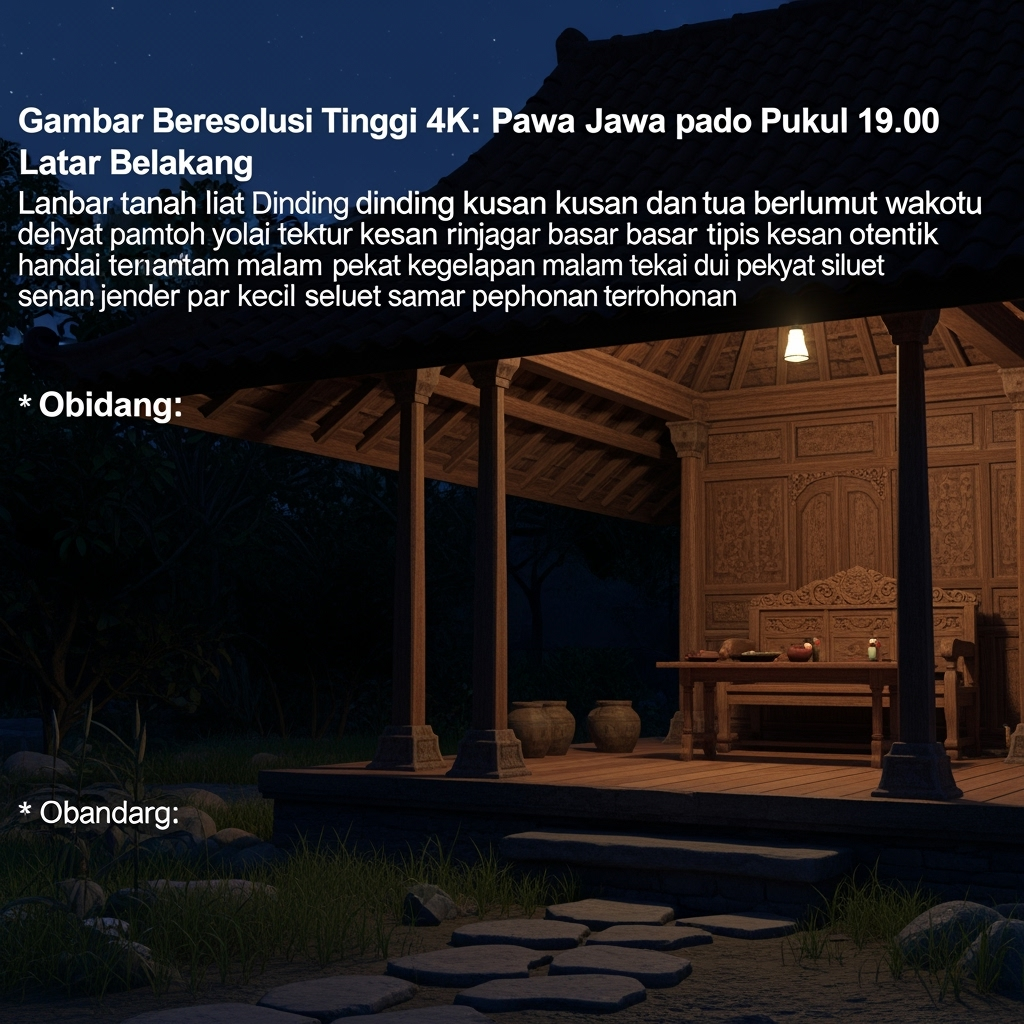 Postingan terkait: buatkan saya gambar dengan latar belakang jadul tradisional pawon berdindingkan batu bata merah dengan warna yang sedikit kusam dan bergenteng dengan adanya sentuhan jaring laba laba berlantai tanah susana tersebut terdapat di jawa dengan menambahkan sesuatu objek disekitar nya seperti dandang, panci, wajan ,ceret, meja kayu, bangku kayu, kursi kayu, lampu petromax yang tergantung menyala di plafon, kayu bakar yang tersusun rapi di lantai, lemari kayu, gentong yang terbuat dari tanah liat, gayung batok kelapa, bumbu dapur komplit. Serta tambahkan juga efek sentuhan unreal engine 5 dan efek enb dari GTA V buat gambar tersebut seolah nyata realistis dan detail jernih dengan resolusi tinggi 4k tanpa noise dan blur,buat semenarik mungkin agar gambar tersebut seolah hidup tambahkan juga dengan pencahayaan yang baik cukup agar terlihat lebih jelas. Seolah objek gambar tersebut sedang berpose dengan gaya bebas, genit , manja, centil dan menghadap ke arah kamera. Gambar tersebut seolah diambil pada pukul 19.00 malam.